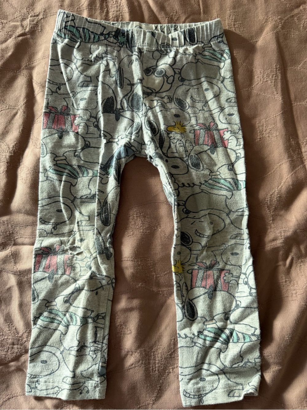 GAP Peanuts Light Gray Graphic leggings with Yellow Accent